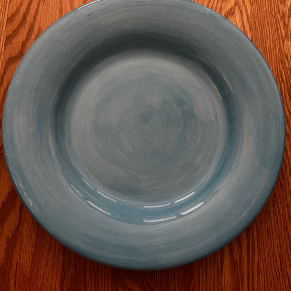 Elegant Blue Hand-Painted Ceramic 13”  Plate